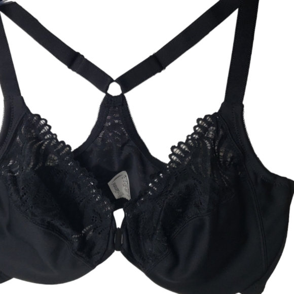 Glamorise Underwire Lace Front Open Unpadded Sexy Racerback Mesh Bra size 40C - Picture 4 of 7